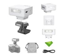 Godox iM20 Mini Flash con Elevador de Zapata para Canon, Sony, Fuji, Nikon, Panasonic, Olympus y Pentax. Tiempo de Recarga de 3 s. Flash para Sony ZV1 (no Compatible con la ZV-1F) (Blanco).