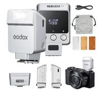 Godox iT22 S Mini Flash - iT22S Flash de cámara para Sony 7.4V 300mAh | TTL Modos 700+flashes 1.5s Reciclaje de zapata caliente con difusor/filtros de color, accesorios para cámara Sony (plata)