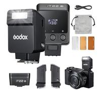 Godox iT22 S Mini flash para cámara Sony incorporada 7.4 V 300 mAh batería manual/modos TTL 700+ flashes 1.5s Reciclar flash de zapata caliente con difusor/filtros de color, accesorios para Sony zev10