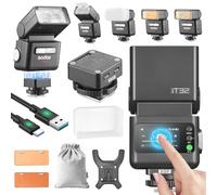 Godox IT32 Flash para Cámara TTL con Disparador de Flash X5F para Fuji 2.4G GN18 510 Flashes con Pantalla Táctil Integrada Reflector Incorporado Luz LED Filtro de Color Magnético