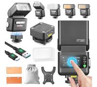 Godox IT32 Flash para Cámara TTL con Disparador de Flash X5N para Nikon 2.4G GN18 510 Flashes con Pantalla Táctil Integrada Reflector Incorporado Luz LED Filtro de Color Magnético
