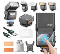 Godox IT32 Flash para Cámara TTL con Disparador de Flash X5S para Sony 2.4G GN18 510 Flashes con Pantalla Táctil Integrada Reflector Incorporado Luz LED Filtro de Color Magnético