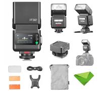Godox iT32 TTL Flash de Cámara para Canon con Disparador de Flash Inalámbrico X5C, Compatible con X3/X3Pro/XPro/X2T, Receptor Integrado de 2.4G, Zapata Magnética, Reflector y Difusor Incluidos