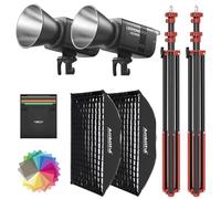 GODOX LE200Bi - Kit de proyectores LED COB bicolores 220W con 90 cm softbox de Montaje rápido, trípode de 280 cm, Rango de Temperatura de Color 2800K - 6500K, índice de reproducción cromática (CRI)