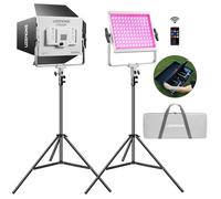 Godox Litemons LP600R - Panel de luz LED RGB (2 Unidades, con trípode/Bolsa de Transporte, Control por aplicación, iluminación de Estudio fotográfico de 60 W, 1800 K - 10000 K, 14 Modos FX, Giratorio