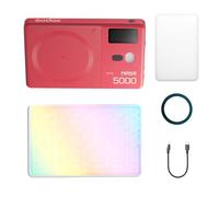 Godox MA5R - Luz de video LED RGB de 5 W, 1800 K-10000 K, carga magnética, luz de relleno LED a todo color, compatible con control de aplicación NFC, banco de energía integrado (rojo)