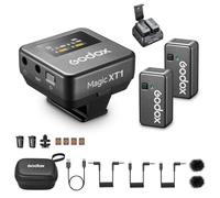 GODOX Magic XT1 Inalámbrico Micrófono (2TX+1RX) para Cámara Smartphone | USB-C de 48 kHz/24 Bit, Alcance de 200m, Mono/Estéreo/Seguridad, Reducción de Ruido, Micrófono Lavalier, Pantalla Táctil
