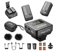 GODOX Magic XT1 Micrófono corbata inalámbrico para cámara (2 TX + 1 estuche de carga RX), mini micrófono con cancelación de ruido, batería de 16H, pantalla táctil 200 m