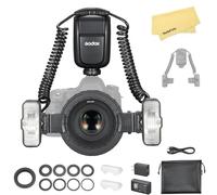 GODOX MF-T76 C Flash Macro Doble para Canon Cámaras,76Ws 2.4G TTL 1/8000 HSS,Batería de Litio 7.2V/2980mAh,Pantalla LCD,Anillos Adaptadores,550 Destellos a Máxima Potencia,Tiempo de Reciclaje de 1.2s