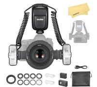 GODOX MF-T76 S Flash Macro Doble para Sony Cámaras,76Ws 2.4G TTL 1/8000 HSS,Batería de Litio 7.2V/2980mAh,Pantalla LCD,Anillos Adaptadores,550 Destellos a Máxima Potencia,Tiempo de Reciclaje de 1.2s