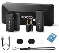 GODOX Mini-Mikrofon (2 TX+1 RX+Ladehülle) 100m Reichweite,2,4G Mikrofon mit Geräuschunterdrückung, kabelloses Mikrofon für PC,Aufnahmeinterview, Vlogs (Schwarz)