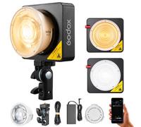 Godox ML100Bi 120W Luz de vídeo LED Bicolor, luz COB portátil 2800K-6500K, 34300 Lux, CRI 96+/TLCI 98+, Control de aplicación, alimentación USB-C, 11 Efectos FX para fotografía de Estudio (Negro)