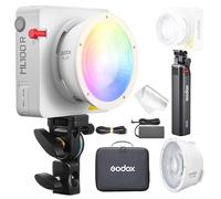 Godox ML100R Kit3 Luz de Vídeo LED RGB Portátil con Battery Grip BG02, Reflector 15° & 36°, 1800K-10000K, CRI 95 TLCI 95, 110W, HSI RGBW 14 FX, para Vídeo Streaming