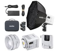 Godox ML150BI Bi-Color LED Video Light, 2800K-6500K 61054 Lux Video Lighting Kit, App/DMX/NFC Addition Control, con ML-Z Zoom Objektiv und V-Mount Batteriadapter ML-VMA + AD-S60S Softbox
