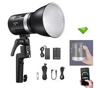 Godox ML30 37.6W Luz de video LED, luz LED continua de mano portátil, 5600K CRI 96+ TLCI 97+, 12 efectos de iluminación, control de aplicaciones, modo silencioso para grabación de video de entrevistas