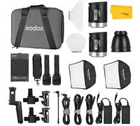 Godox ML30-K2 - Kit de iluminación LED, lámpara de vídeo LED portátil, CRI 96+ TLCI 97+ reproducción de colores fiable, con bola luminosa flexible de silicona y Softbox Kit de iluminación exterior LED