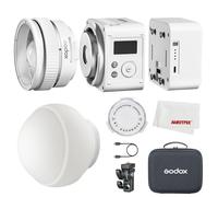 Godox ML80BI - Luz de vídeo LED, 2800 K-6500 K, kit de iluminación de vídeo bicolor, control de la aplicación, con reflector de objetivo ML-Z y batería ML-BA de 6600 mAh, con kit de cúpula de difusión