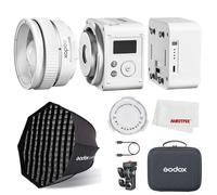 Godox ML80BI - Luz de video LED de 100 W, kit de iluminación de video bicolor de 2800 K-6500 K, 29600 Lux CRI 96+/TLCI96+, control de aplicación, con reflector de lente de zoom ML-Z y batería ML-BA de