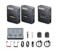 GODOX Movelink II M2 Sistema de micrófono inalámbrico(2 TX+1 RX+Caso de Carga),2.4G Cancelando el micrófono Lavalier de cancelación de Ruido,Rango de 100m (328 pies) para Android,cámaras,PC,Tiktok