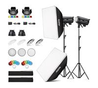 Godox Paquete de 2 unidades DP800III-V DP800IIIV 1600Ws Photo Speedlite Studio Flash Strobe Monolight Bowens Kit de montaje para estudio con caja de luz, soporte de luz, kit de puerta de granero