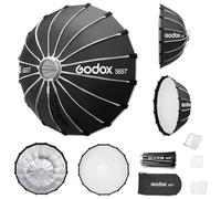 Godox S65T 65cm/25.6in softbox paraguas plegable, compatible con Bowens | Dos difusores extraíbles, interior plateado y acceso con cremallera para dar forma rápida a una luz suave y homogénea