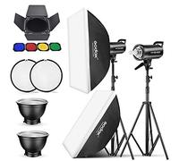 Godox SK400II - Kit de Montaje Flash estroboscópico (800 W, 2 Unidades, para Estudio fotográfico, localización de vídeo y fotografía de Retrato con Caja de luz, Soporte de iluminación, Kit de Puerta