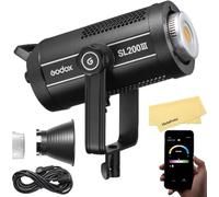 Godox SL200 III SL200III - Luz LED de Vídeo de Diurna,215W,5600±200K,95600 Lux a 1M,CRI 96+,TLCI 97+,Montura Bowens,Luz Continua,8 Efectos FX,Brillo del 0-100% con Control por Aplicación,para Youtube