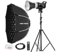 Godox SL60II-D - Kit de luz LED para vídeo continuo, caja de luz cuadrada, soporte de luz, mando a distancia y rejilla de panal de abeja para grabación de vídeo en estudio, películas, podcast