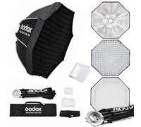 GODOX Softbox Godox EazyFlow Octa 120 Softbox octogonal, modificador de luz portátil de plegado rápido de 47.2 pulgadas con rejilla de panal, soporte Bowens para flash de estudio y luz de video LED