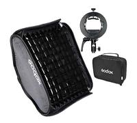 Godox Softbox Universal Plegable de 80 cm x 80 cm con Rejilla de Panal + Soporte S2 Speedlite para Godox Serie V1, AD200Pro, AD200, AD400Pro, V860II Series, TT350 Series Flash Speedlite (SGGV8080cm)