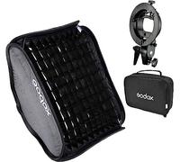 Godox Soporte Tipo S para Bowens con Soporte Plegable de 40 x 40 cm, Caja de luz y Rejilla de Panal y Kit de Bolsa para cámara Flash Estudio de fotografía