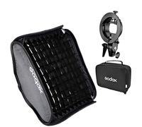 Godox Soporte tipo S para Bowens con soporte plegable de 50 x 50 cm, caja de luz y rejilla de panal y kit de bolsa para cámara flash estudio de fotografía