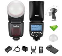 Godox V1 C con Domo Difusor (Godox AK-R11) Flash de Cabeza Redonda para Canon, 76Ws 2.4G TTL 1/8000 HSS Speedlite, Tiempo de Reciclaje de 1.5s, Lámpara de Modelado LED de 10 Niveles