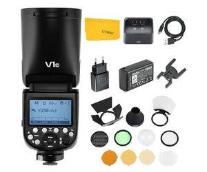 Godox V1-C V1C Redonda Cabeza Flash para Canon con Godox AK-R1 Accesorios, 2,4G 1/8000 HSS TTL, 480 Full Power Shots,1,5s Tiempo de Reciclaje
