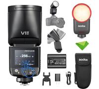 Godox V1 Mid C V1midC TTL Flash para Canon, Mini Flash con Cabezal Redondo y Pantalla táctil, Tiempo de Reciclaje de 1,7 Segundos, 650 Disparos a máxima Potencia, lámpara de Modelado LED de 2 W