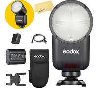 Godox V1 Mid N Cámaras Flash para Nikon Flash Speedlite,55Ws,2.4G TTL 1/8000 HSS,650 Disparos a Máxima Potencia,Tiempo de Reciclaje 1,7s,Batería Litio 7,2V/2200mAh,2W 10 Niveles LED Modelado Lámpara