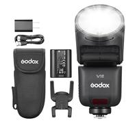 Godox V1 MID S Flash para cámara Sony, Speedlite de cabeza redonda de 55 W con pantalla táctil, óptica de 24 mm, más de 650 pops de potencia completa, reciclaje de 1.7s, TTL/HSS 1/8000s, AK-R1