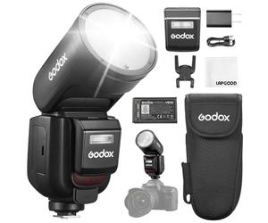 Godox V1 Pro-N V1pro N TTL Flash de Cámara de Cabeza Redonda para Nikon, Unidades de Flash Li-Ion 78Ws 2.4G HSS 1/8000s con Flash Externo SU-1, Lámpara de Modelado LED Flash Godox Nikon