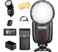 Godox V1-S Flash de Cámara de Cabeza Redonda para Sony Flash Speedlight, 76Ws 2.4G TTL 1/8000 HSS, 480 Tomas de Potencia Completa, Tiempo de Reciclaje de 1.5s, Batería de Iones de Litio de 2600mAh