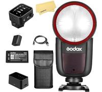 Godox V1 V1-F V1F Flash para Cámara con Disparador X3-S para Fujifilm,76W 2.4 G TTL1/8000 HSS,480 Disparos a Máxima Potencia,Recarga 1.5s,Batería Iones Litio 2600mAh,Lámpara Modelado LED de 10 Niveles