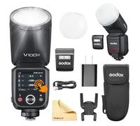 Godox V100-F V100 F Cabeza Redonda Flash de Cámara Camera Flash 2.4G Inalámbrico TTL Speedlight Strobe 100Ws HSS 1/8000s con Batería Li-Ion para Cámaras Fuji