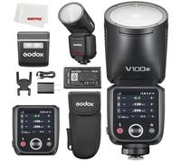 Godox V100 S V100S 100Ws TTL Flash de iones de litio de cabeza redonda para cámara Sony, flash de potencia completa de 400, tiempo de recuperación de 1,7 s, flash inferior SU-1, acoplamiento de un