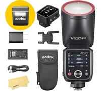Godox V100F V100 F Flash Cámara de Cabeza Redonda con Disparador de Flash X3-F para Fujifilm,100W 2.4G TTL1/8000 HSS,400 Flashes Máxima Potencia,Batería Iones Litio 7.2 V/2980mAh,Tiempo Recarga 1.7s