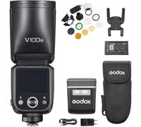 Godox V100N 100W Flash Speedlite Cabeza con Kit AK-R1, HSS de 1/8000 s, Modo Flash M/i-TTL, Luz de Modelado LED integrada, 400 Destellos a máxima Potencia para cámaras Nikon