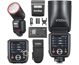 Godox V100S Flash de cabeza redonda pantalla táctil, 100Ws Global Shutter Flash Sync 1/80000, 1/8000 HSS, batería de litio incorporada, lámpara de modelado de 10 niveles LED (Godox V100S para Sony)