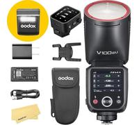 Godox V100S V100 S Flash Cámara de Cabeza Redonda con Disparador de Flash X3-S para Sony,100W 2.4G TTL1/8000 HSS,400 Flashes Máxima Potencia,Batería Iones Litio 7.2 V/2980mAh,Tiempo de Recarga 1.7s