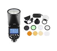 Godox V1C Flash de cámara Speedlite Speedlight Cabeza Redonda inalámbrica 2.4G Fresnel Zoom + Godox AK-R1 Kit de Accesorios de luz de Bolsillo compatible con Canon EOS Series para Boda