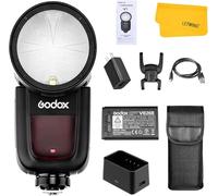 Godox V1C Redonda Cabeza Flash 1/8000 HSS 76Ws GN92 2.4G TTL y 2600mAh Lithimu batería para Canon 50D 60D 6D 1DX 580EX II 5D Mark Camera (V1-C)