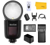 Godox V1N Flash para Nikon, 1/8000 HSS 2.4G Inalámbrico X Sistema Li-Ion Batería, Cabezal Redondo sobre Cámara Flash Speedlight para Nikon Adecuado para Fotografía de Estudio/Retrato/Boda