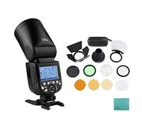 Godox V1O Flash de cámara Speedlite Speedlight Cabeza Redonda inalámbrica 2.4G Fresnel Zoom para cámaras Olympus + Godox AK-R1 Kit de Accesorios de luz de Flash de Bolsillo